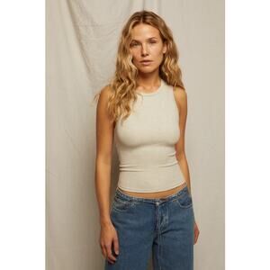 Perfectwhitetee Gigi Rib tank Oatmeal color Small NWT
